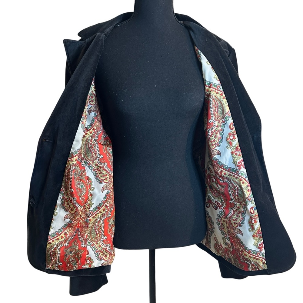 Vintage Old Money Paisley Lined Black Velvet Old Navy Blazer, 100% Cotton XL
